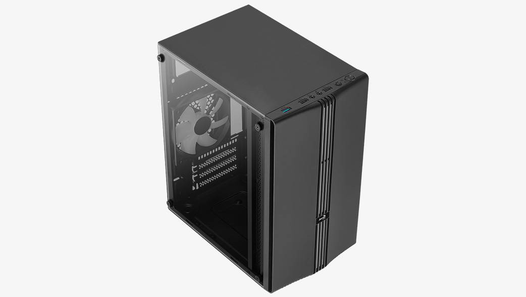 Корпус AeroCool Evo Mini-G-BK-v1 Black Micro ATX/mini-ITX, без БП, Steel, Plastic, Tempered Glass (4