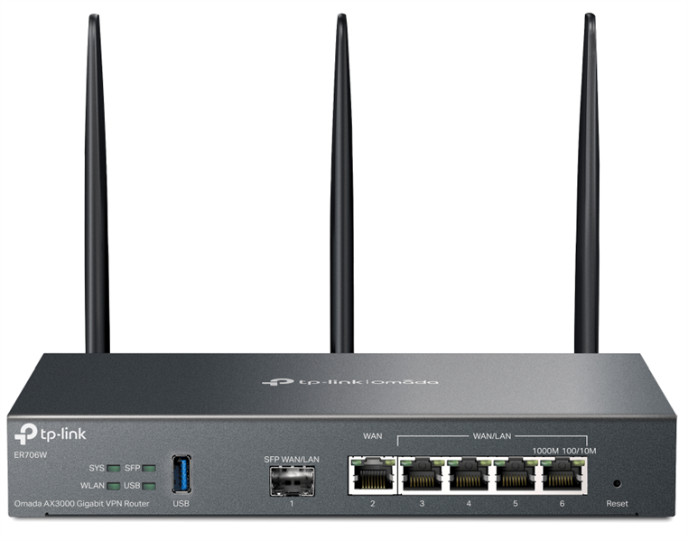 Межсетевой экран TP-Link Omada ER706W AX3000 10/100/1000BASE-TX/SFP черный