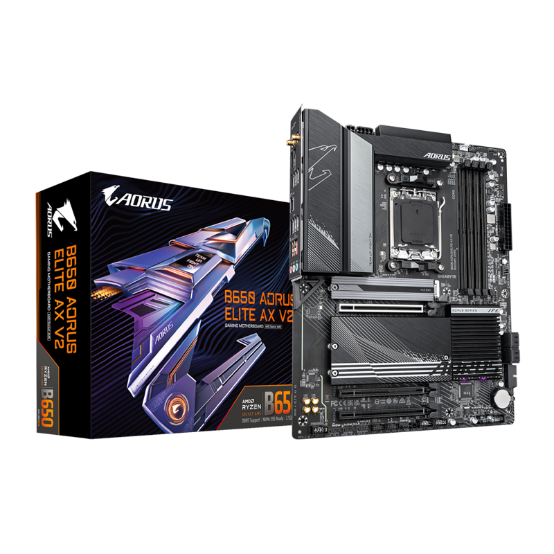 Материнская плата Gigabyte B650 A ELITE AX V2 Socket AM5 AMD B650 4xDDR5 ATX AC`97 8ch(7.1) 2.5Gg RA