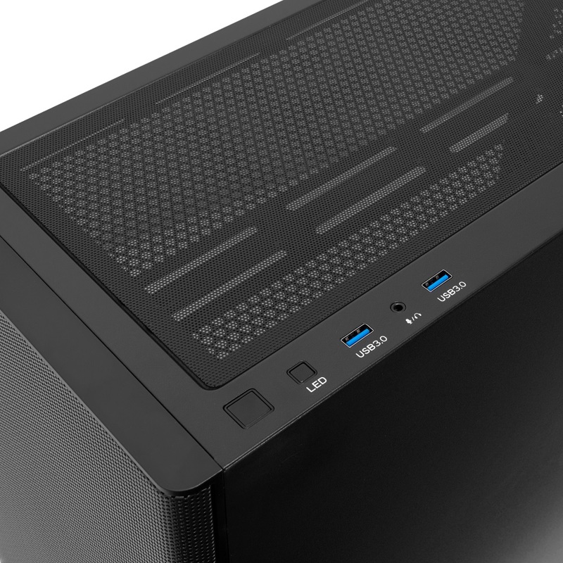 Корпус HSPD M712, Mesh Mid Tower, Black, TG, 0.6 SPCC, no fans, E-ATX, ATX, mATX, mITX, 175/410/160m