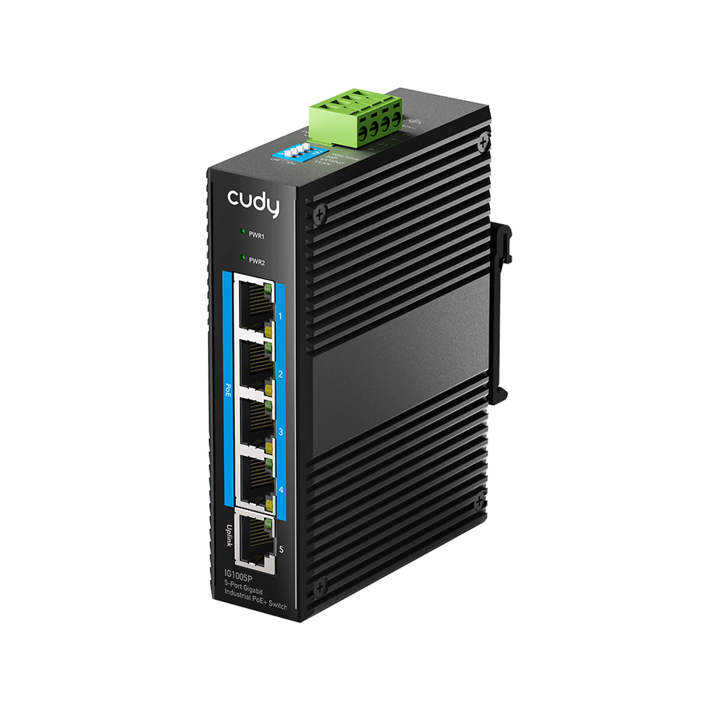 Коммутатор CUDY 5-Port Gigabit Industrial PoE Switch  5-Port Aluminum Industrial, 1000Mbps 5-Port RJ