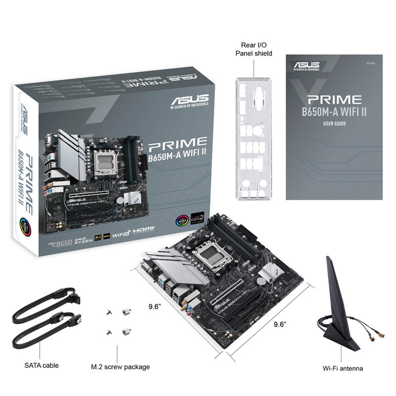 Материнская плата Asus PRIME B650M-A WIFI II Socket AM5 AMD B650 4xDDR5 mATX AC`97 8ch(7.1) 2.5Gg RA