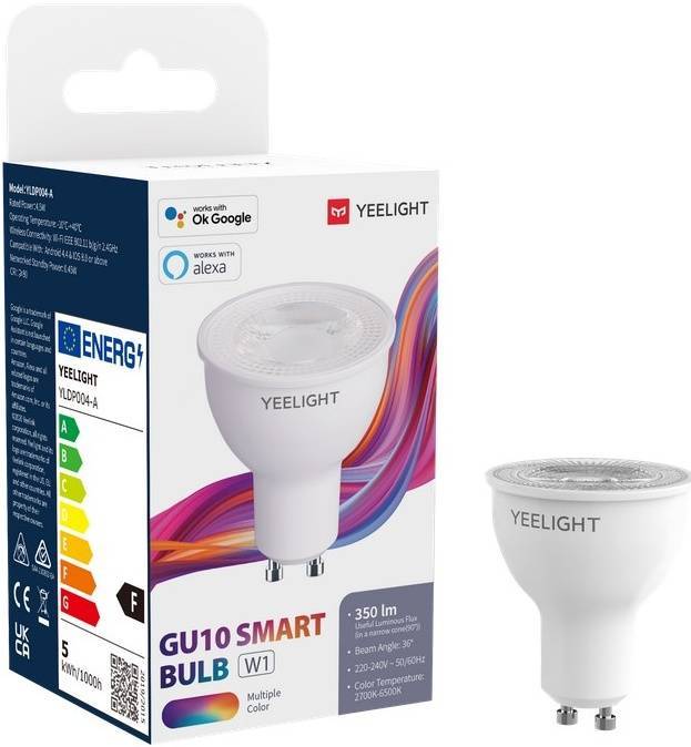 Yeelight YLDP004-A Умная светодиодная лампа GU10 Smart bulb (Multicolor), Wi-Fi, 4.5Вт, 350лм, 2700K