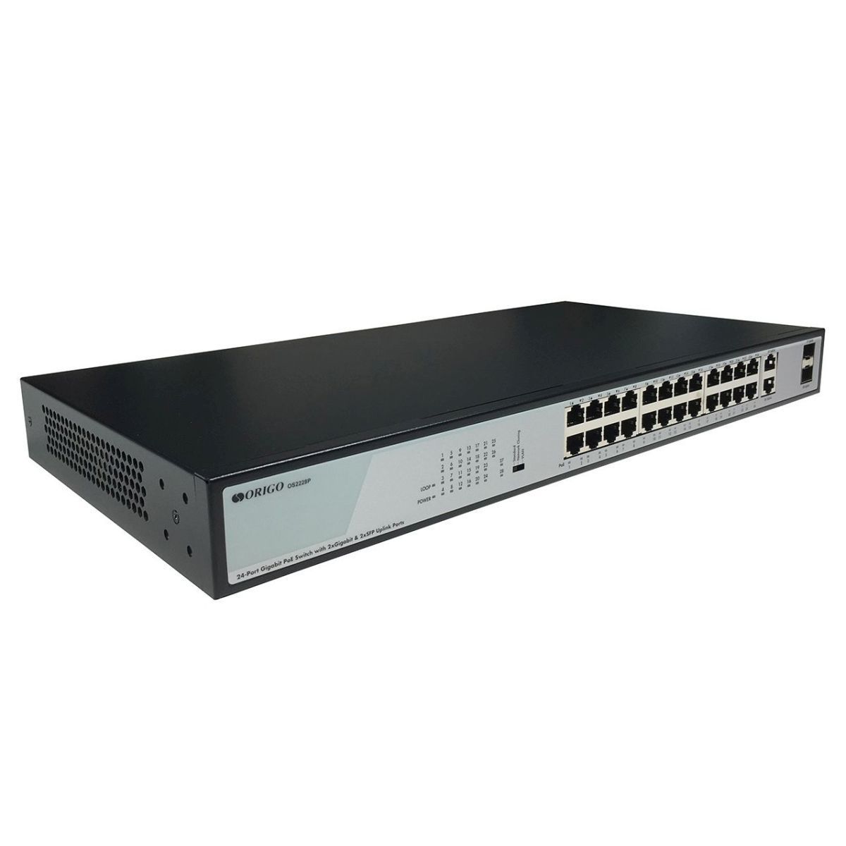 Коммутатор Origo OS2228P/370W OS2228P/370W/B1A (L2) 26x1Гбит/с 2SFP 24PoE+ 370W неуправляемый