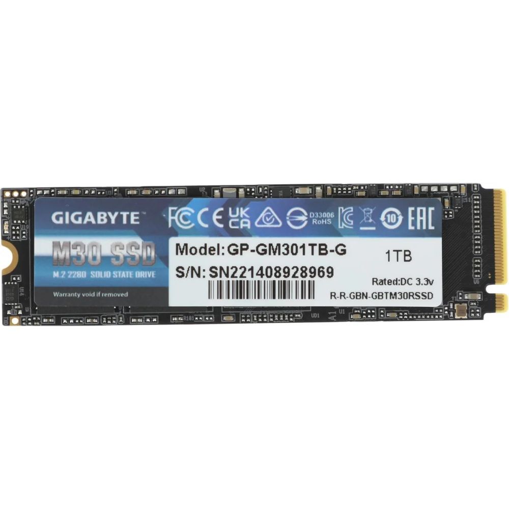 Твердотельный накопитель SSD Gigabyte M30 1TB M.2 2280 GP-GM301TB-G Client PCIe Gen3x4 with NVMe, 35