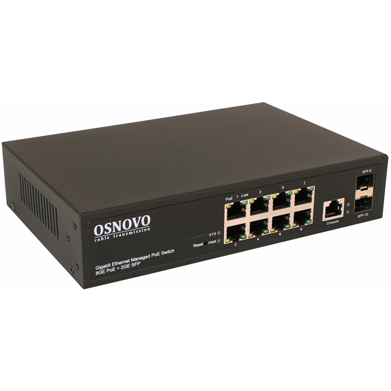 Коммутатор Osnovo SW-80802/L(150W) (L2) 8x1Гбит/с 2SFP 8PoE+ 150W управляемый