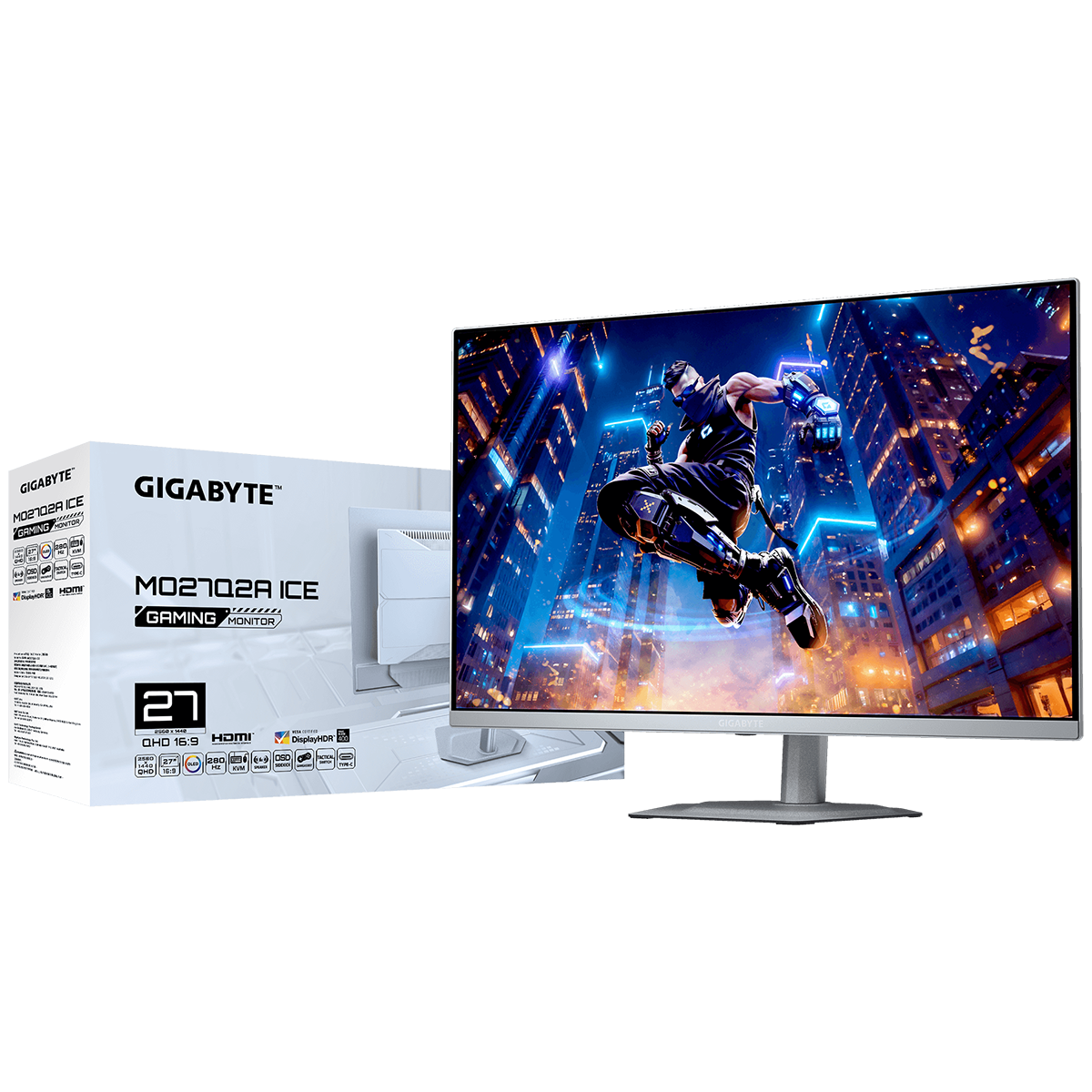 Монитор 26.5" Gigabyte MO27Q2A EK  ICE (QD-OLED, 2560x1440, , 0,03 ms, 178°/178°, 250 cd/m, 1,5