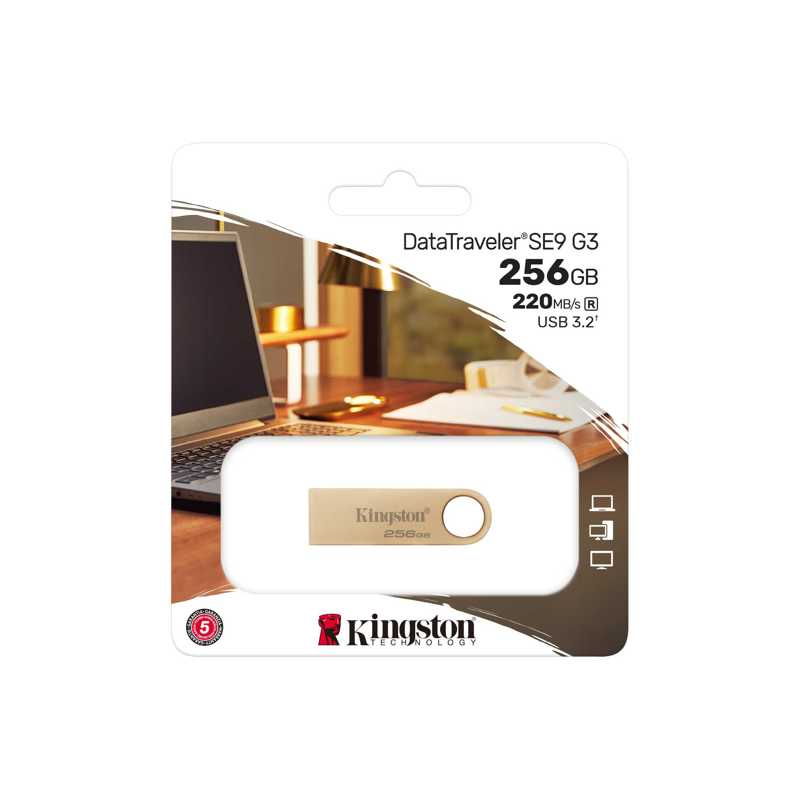 Флеш Диск Kingston 256GB DataTraveler SE9 DTSE9G3/256GB USB3.0 золотистый