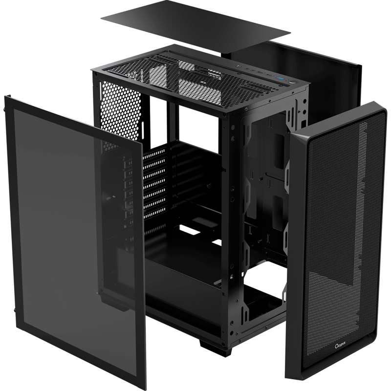 Корпус Ocypus Gamma C60 BK, Midi-Tower, TG, no fans, 1xUSB-A 3.0 + 2xUSB 2.0, ATX, mATX, mITX Black