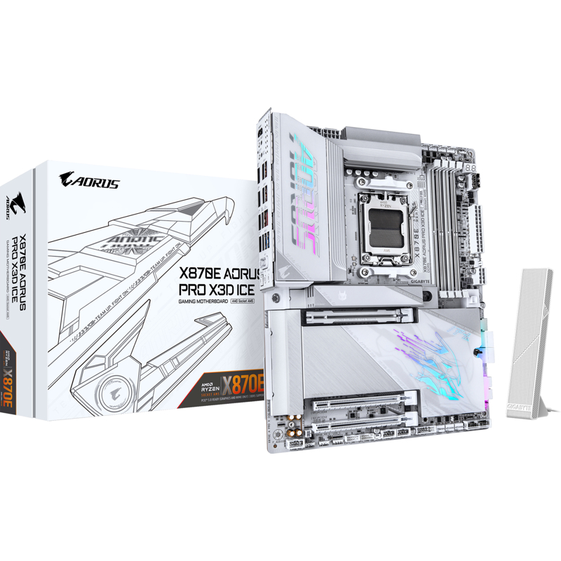 Материнская плата Gigabyte X870E AORUS PRO ICE, AM5, AMD X870E, 4xDDR5, 4xSATA, 4xM.2, 1xPCI-E 5.0 x