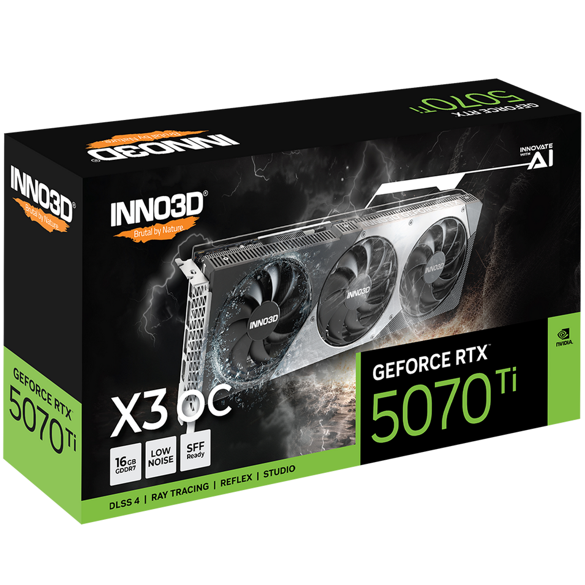 Видеокарта INNO3D RTX 5070 Ti X3 OC//RTX5070Ti, HDMI, DP*3, 16G,D7