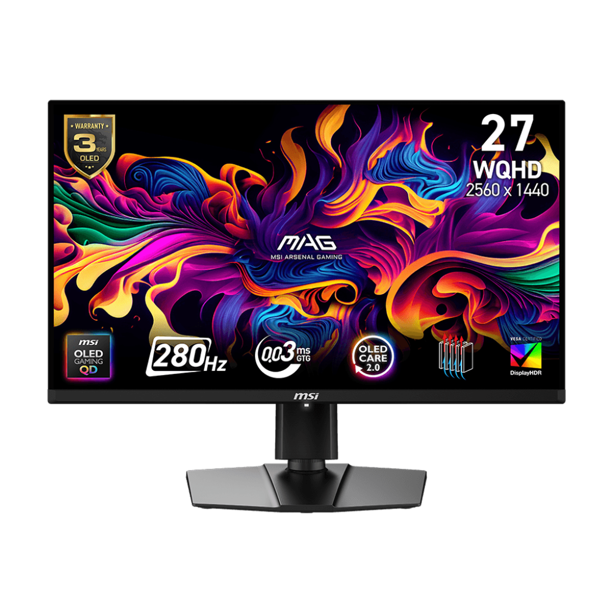 Монитор MSI 26.5" Mag 271QP QD-OLED X28 черный QD OLED LED 16:9 HDMI матовая HAS Piv 250cd 178гр/178