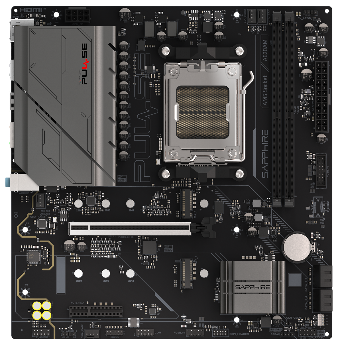 Материнская плата Sapphire A620AM PULSE A620, AM5, 2*DDR5, 1*PCIEx16, 1*PCIEx4, 2*M.2, 4*USB3.2Gen1,