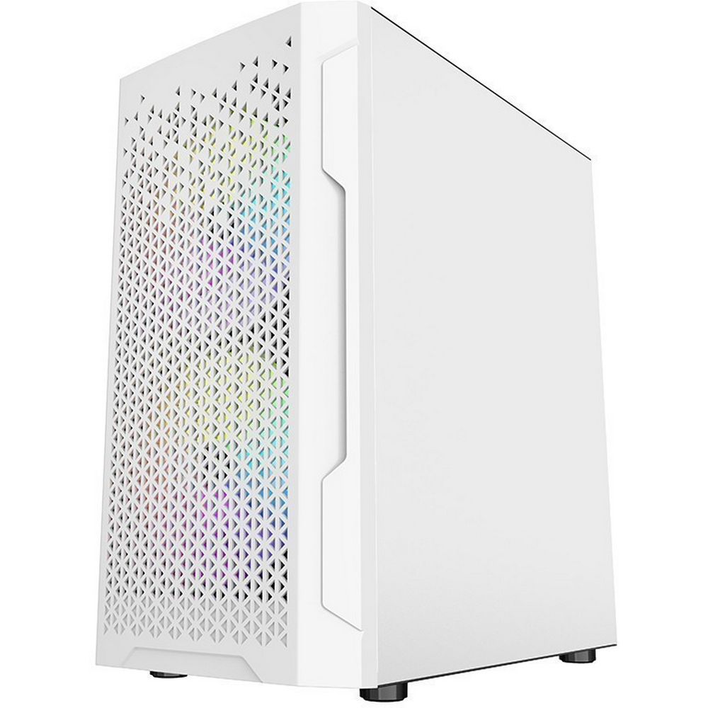 Корпус Powercase Mistral Micro Z3W Mesh LED, Tempered Glass, 2x 140mm + 1х 120mm 5-color fan, белый,