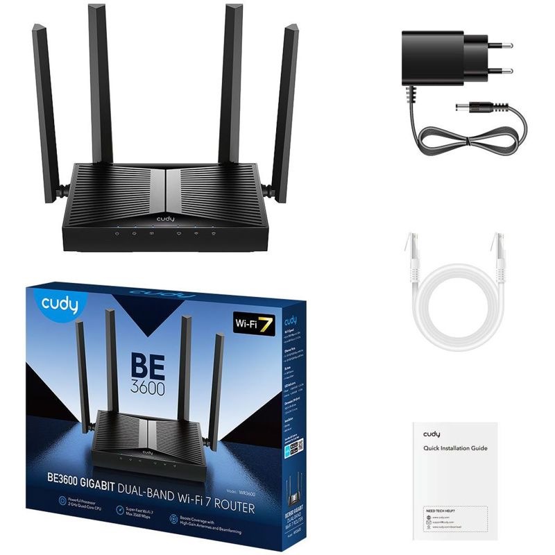 Роутер беспроводной Cudy WR3600 BE3600 10/100/1000BASE-TX черный