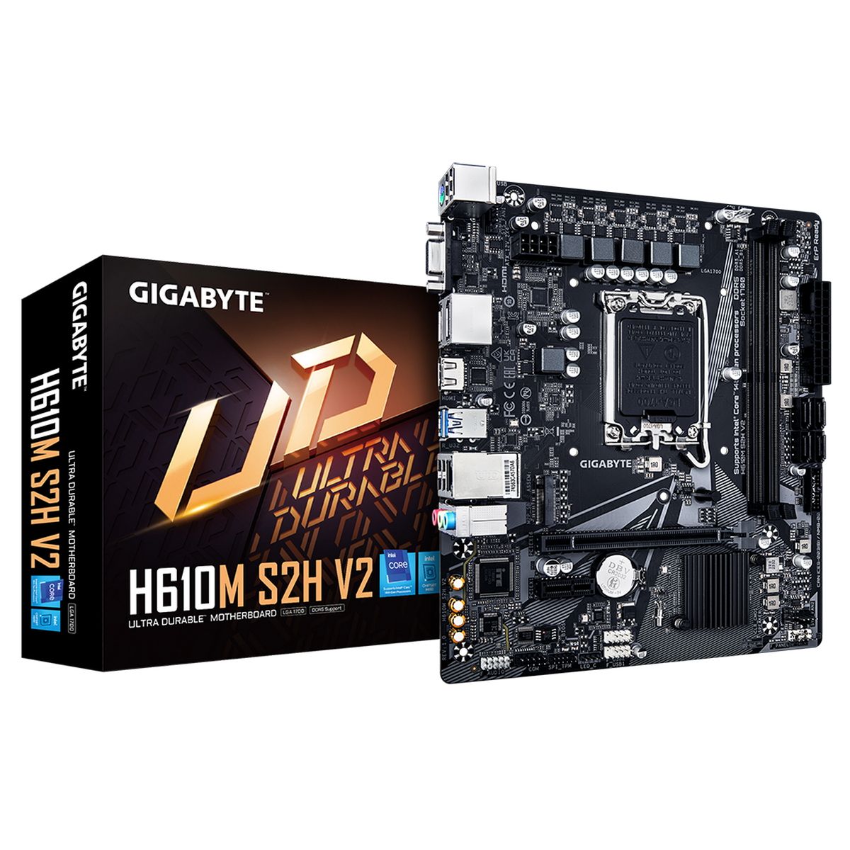 Материнская плата Gigabyte H610M S2H V2 Soc-1700 Intel H610 2xDDR5 mATX AC`97 8ch(7.1) GbLAN+VGA+HDM