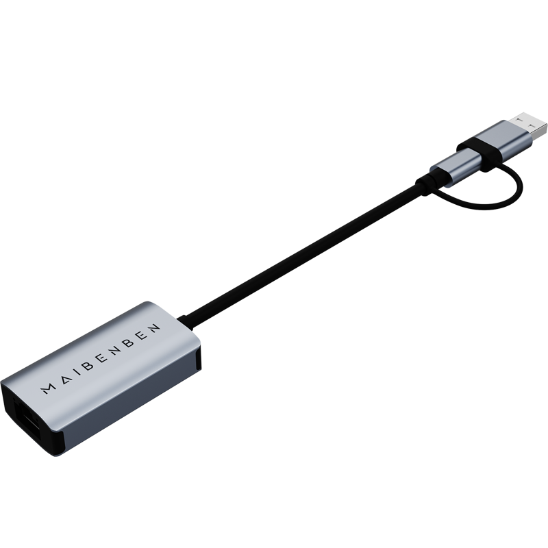 Переходник Maibenben Adapter USB-C/USB-A to RJ45 LAN 1000M