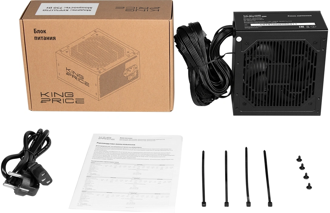 Блок питания KingPrice ATX 750W KPPSU750 (20+4pin) APFC 120mm fan 4xSATA RTL