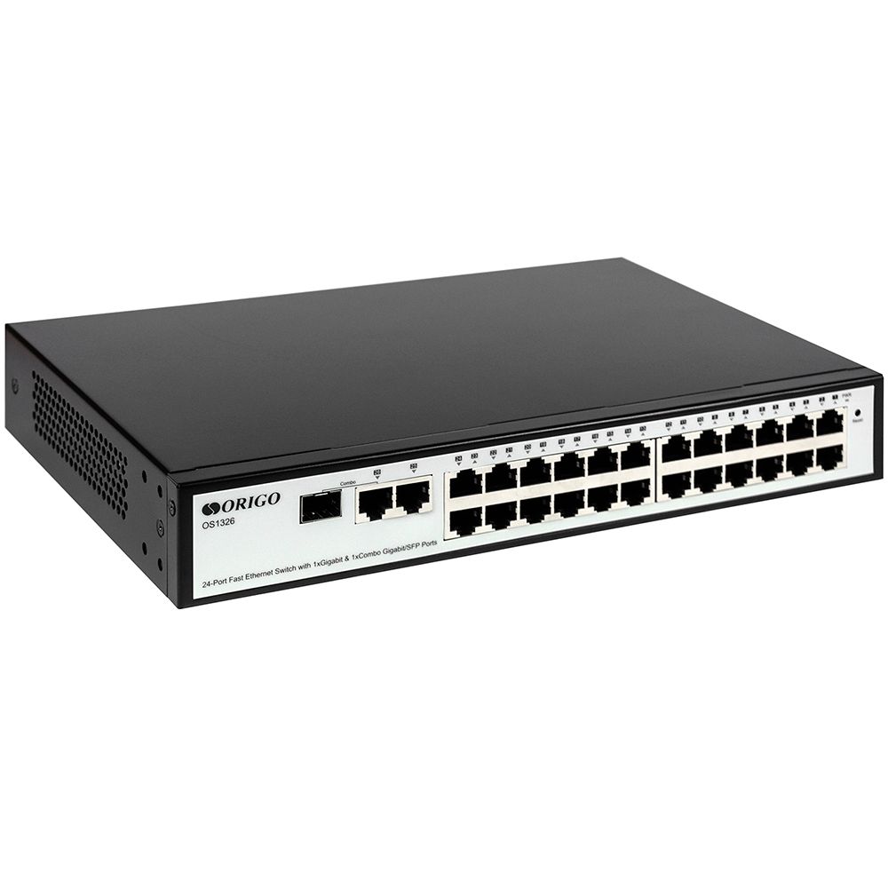 Коммутатор Origo OS1326 OS1326/A1A (L2) 24x100Мбит/с 1x1Гбит/с 1xКомбо(1000BASE-T/SFP) 1SFP управляе