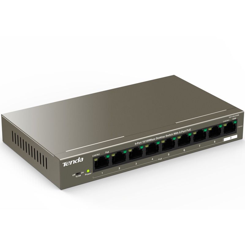 Коммутатор Tenda TEF1109P-8-63W 9x100Мбит/с 8PoE 58W неуправляемый