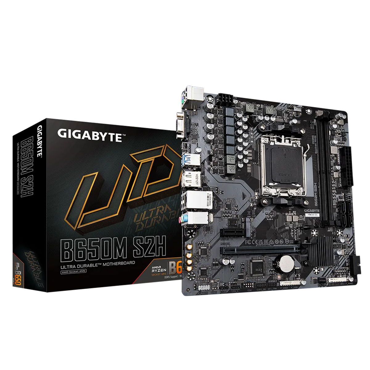 Материнская плата Gigabyte B650M S2H Socket AM5 AMD B650 2xDDR5 mATX AC`97 8ch(7.1) GbLAN RAID+VGA+H