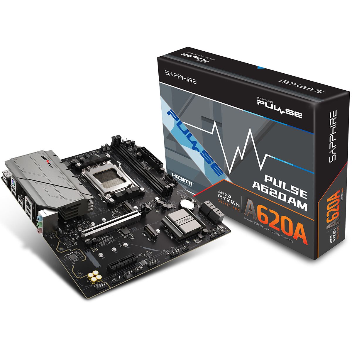 Материнская плата Sapphire A620AM PULSE A620, AM5, 2*DDR5, 1*PCIEx16, 1*PCIEx4, 2*M.2, 4*USB3.2Gen1,