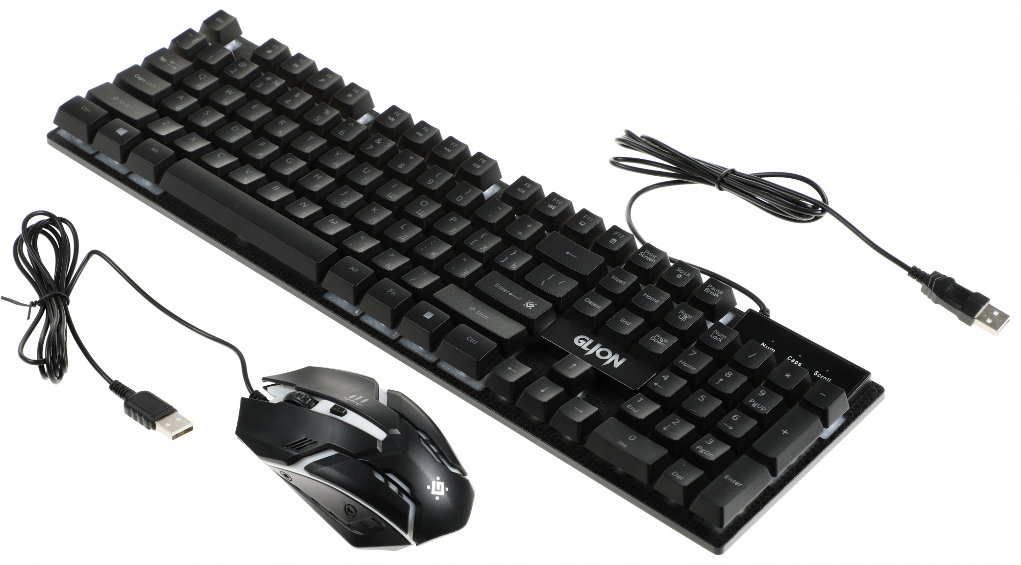 Клавиатура + мышь Defender Glion клав:черный мышь:черный/красный USB LED (45123)