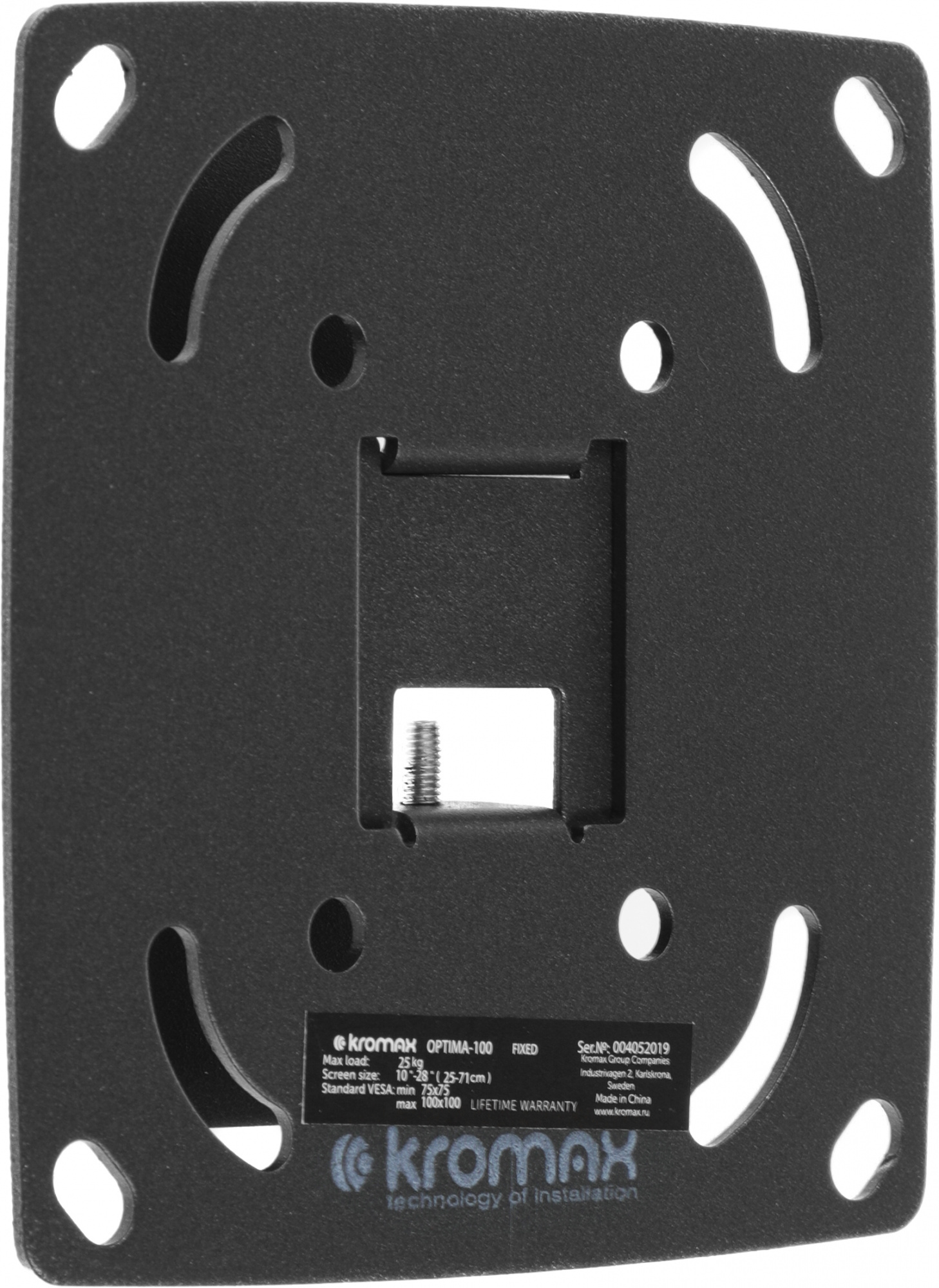 Кронштейн для телевизора Kromax OPTIMA-100 черный 10"-28" макс.25кг настенный фиксированный