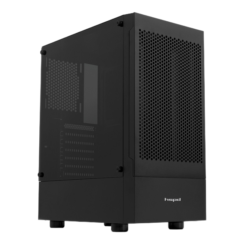 Корпус HSPD M540, Mesh Mid Tower, Black, TG, 0.45 SPCC, no fans, ATX, mATX, mITX, 160/300/150mm, 2x2