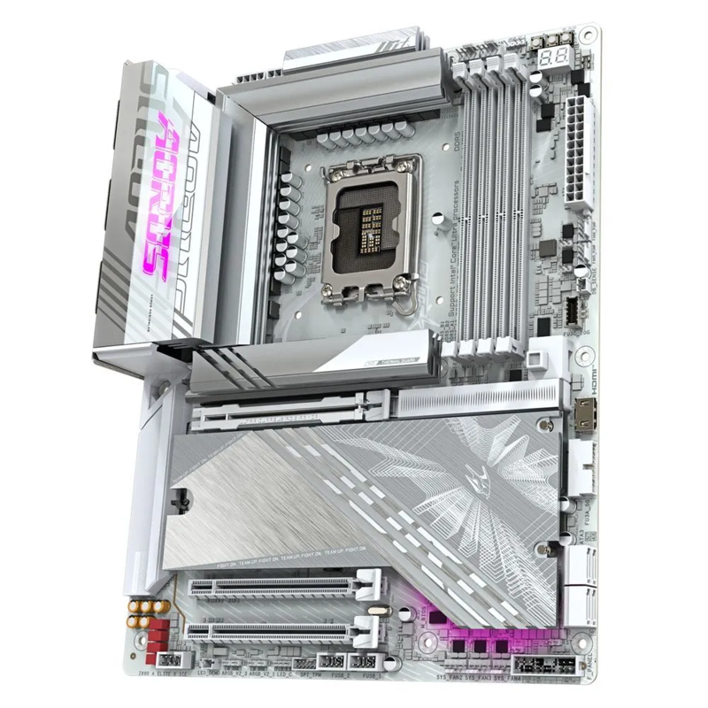 Материнская плата Gigabyte Z890 AORUS ELITE X ICE, LGA 1851, Intel Z890, 4xDDR5, 4xSATA, 5xM.2, 1xPC