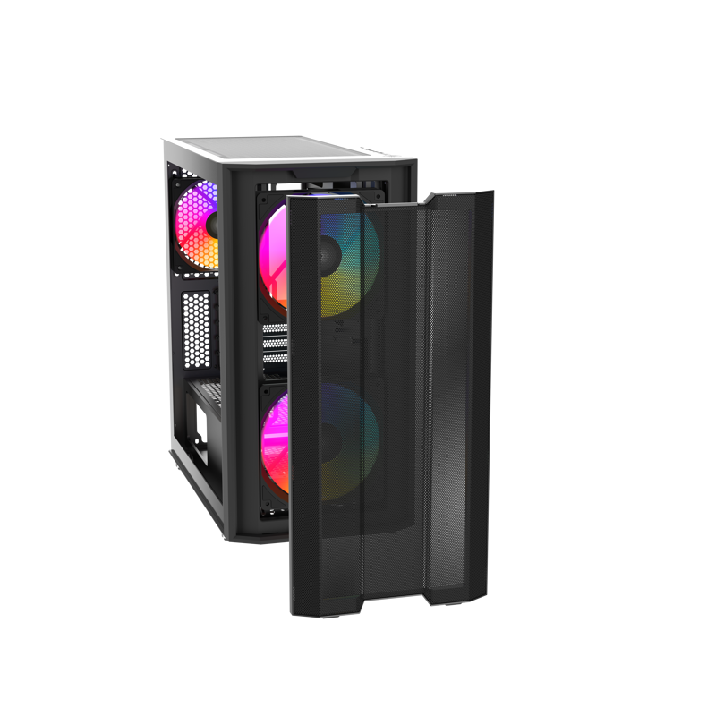 Корпус SAMA S30 Black, Midi-Tower, TG, 2x140mm + 1x120mm ARGB, 1xUSB 3.0 + 1xUSB 3.1 Type-C, mATX, m
