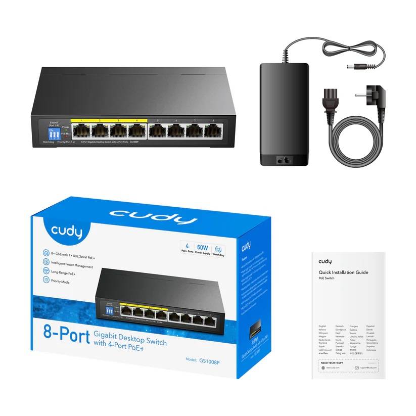 Коммутатор CUDY  GS1008P  8-Port Gigabit PoE+ Switch 60W
