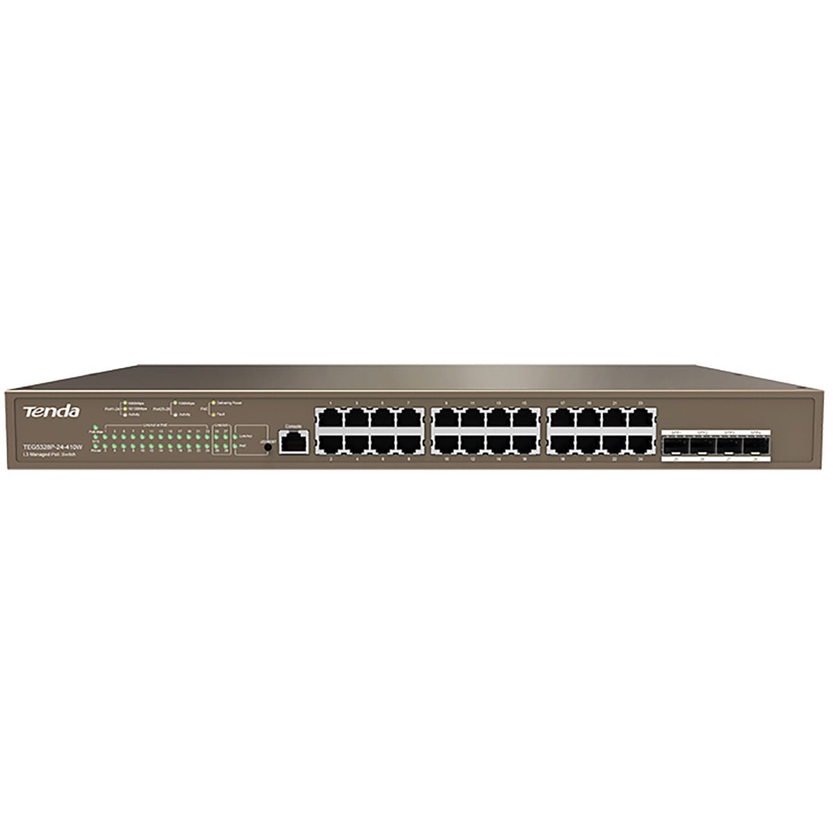 Коммутатор Tenda TEG5328P-24-410W (L3) 24x1Гбит/с 4SFP 24PoE 370W управляемый