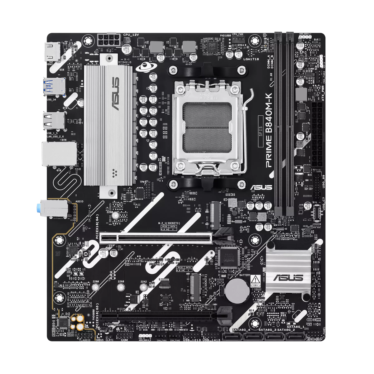 Материнская плата ASUS PRIME B840M-K AM5 mATX 2xDDR5 2xPCIEx16 2xM.2 HDMI 2.5GLAN