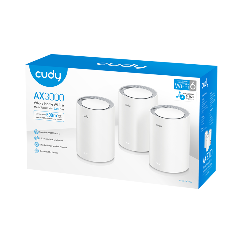 Маршрутизатор CUDY AX3000 Wi-Fi 6 Mesh 2 5G Solution 3-Pack, Dual-Band,  Chipset MT7981BA+MT7976CN+R
