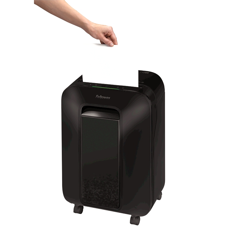 Шредер Fellowes PowerShred LX200 черный (секр.P-4) фрагменты 12лист. 22лтр. скрепки скобы пл.карты