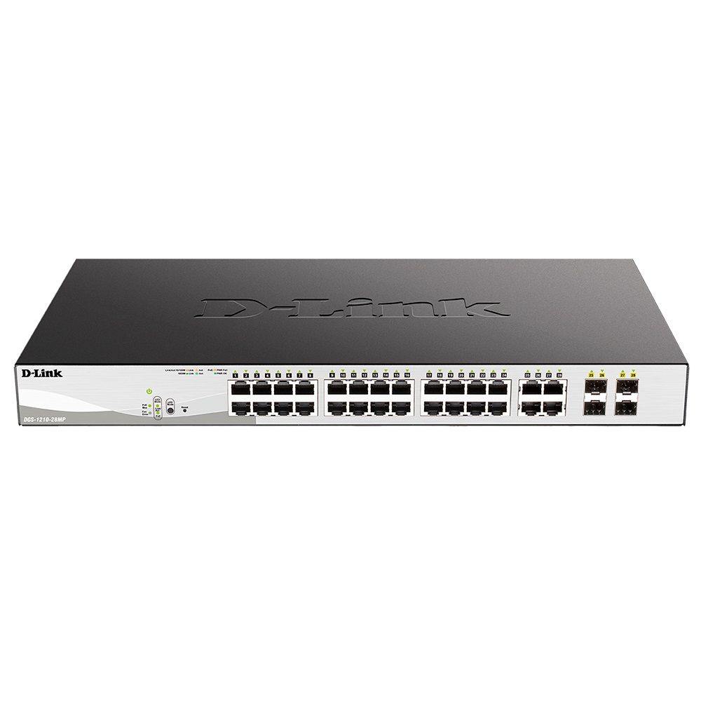 Коммутатор D-Link DGS-1210-28MP/F4A Настраиваемый L2 коммутатор с 24 портами 10/100/1000Base-T и 4 к