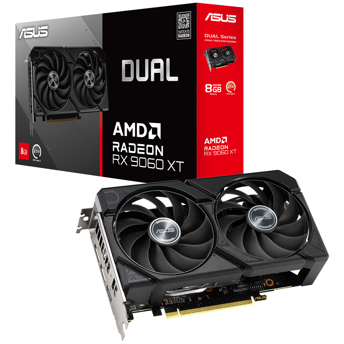 Видеокарта Asus PCI-E 5.0 DUAL-RX9060XT-8G AMD Radeon RX 9060XT 8Gb 128bit GDDR6 2550/20000 HDMIx1 D