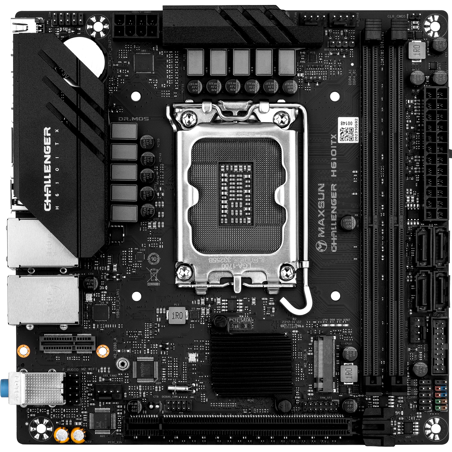 Материнская плата Maxsun MS-Challenger H610ITX 2LAN V3 H610, LGA1700, 2*DDR4, 1*PCIEx16, 1*M.2, 4*US