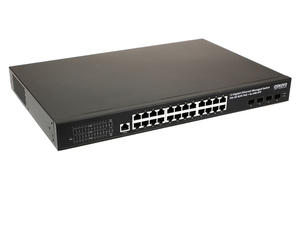 Промышленный PoE коммутатор Gigabit Ethernet OSNOVO SW-24G4X-1L-I Промышленный управляемый L3 PoE ко