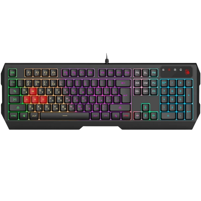 Клавиатура A4Tech Bloody B140N черный USB Multimedia for gamer LED (подставка для запястий) (B140N)