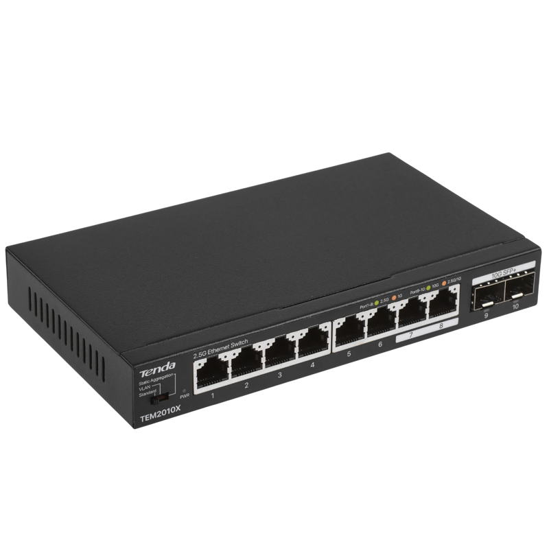 Коммутатор Tenda TEM2010X (L2) 8x2.5Гбит/с 2SFP+ неуправляемый