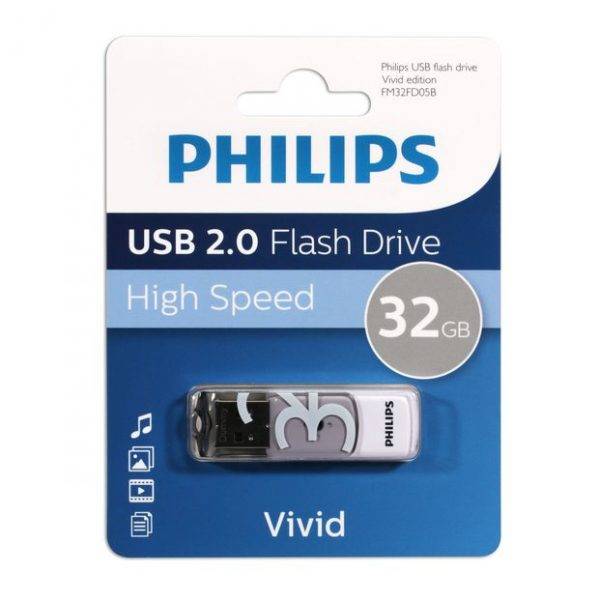 Флеш накопитель 32GB PHILIPS VIVID2.0 32GB, USB 2.0