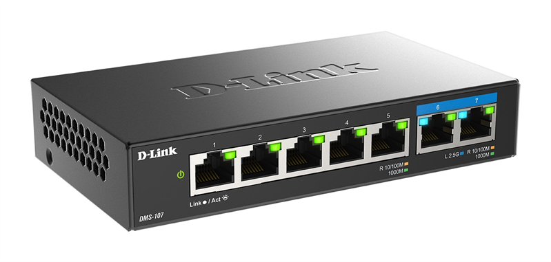 D-Link DMS-107/A1A Коммутатор с 5 портами 10/100/1000Base-T и 2 портами 100/1000/2.5GBase-T
