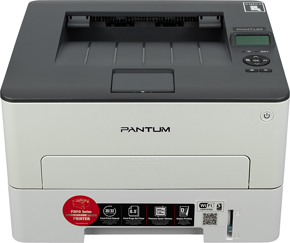 Принтер лазерный Pantum P3010DW A4 Duplex WiFi белый