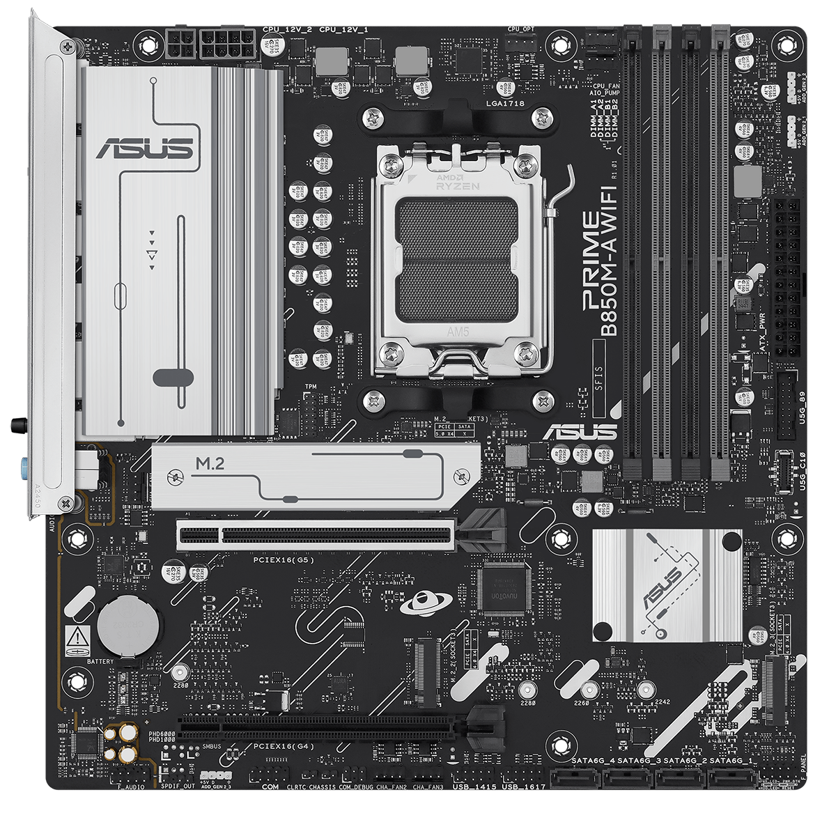 Материнская плата Asus PRIME B850M-A WIFI Socket AM5 AMD B850 4xDDR5 mATX AC`97 8ch(7.1) 2.5Gg RAID+