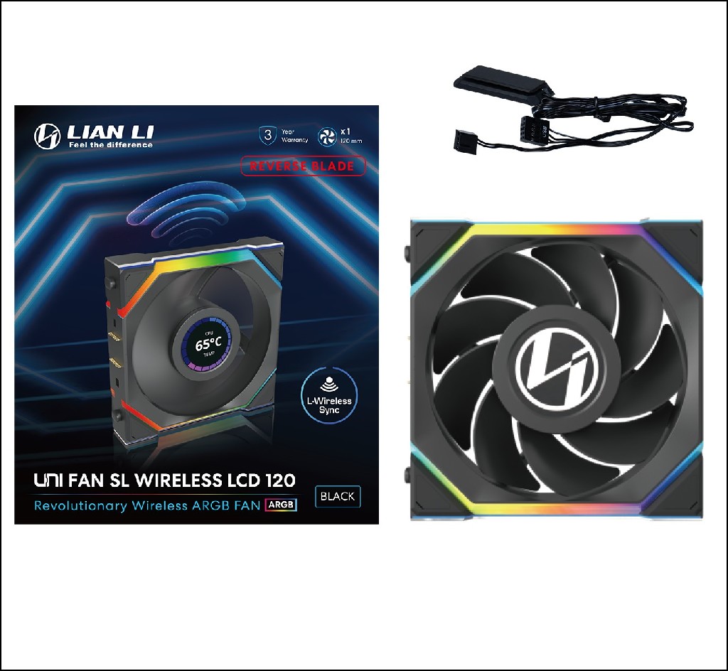 Вентилятор для корпуса Lian-Li Uni Fan SL Wireless 120 LCD Reverse ARGB 120х124.5x28 черный 4-pin 31