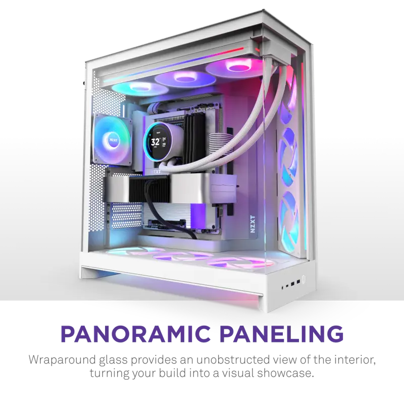 Корпус NZXT H9 Flow RGB+ (2025), Midi-Tower, TG, 6x140mm RGB + 1x120mm RGB, 2xUSB-A 3.2 + 1xUSB-C 3.