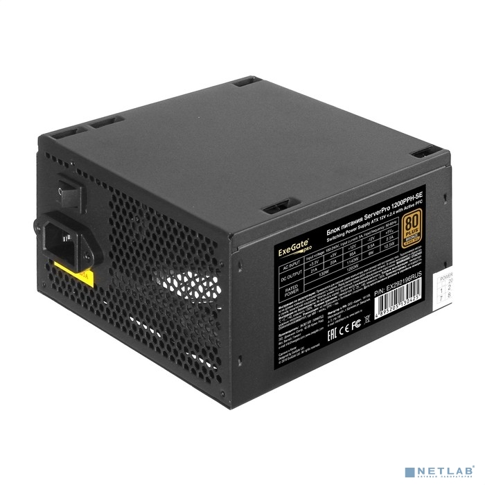Exegate EX292196RUS Серверный БП 1200W ExeGate ServerPRO 80 PLUS® Bronze 1200PPH-SE (ATX, for 3U+ ca
