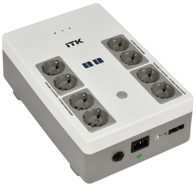 Источник бесперебойного питания ITK Electra EST8-600VA-1-001-L 360Вт 600ВА черный